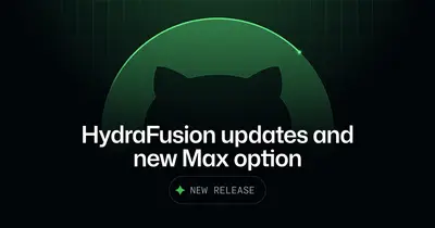 Ciemna grafika GitHuba z sylwetką Octocata w zielonym łuku, napisem HydraFusion updates and new Max option i plakietką NEW RELEASE